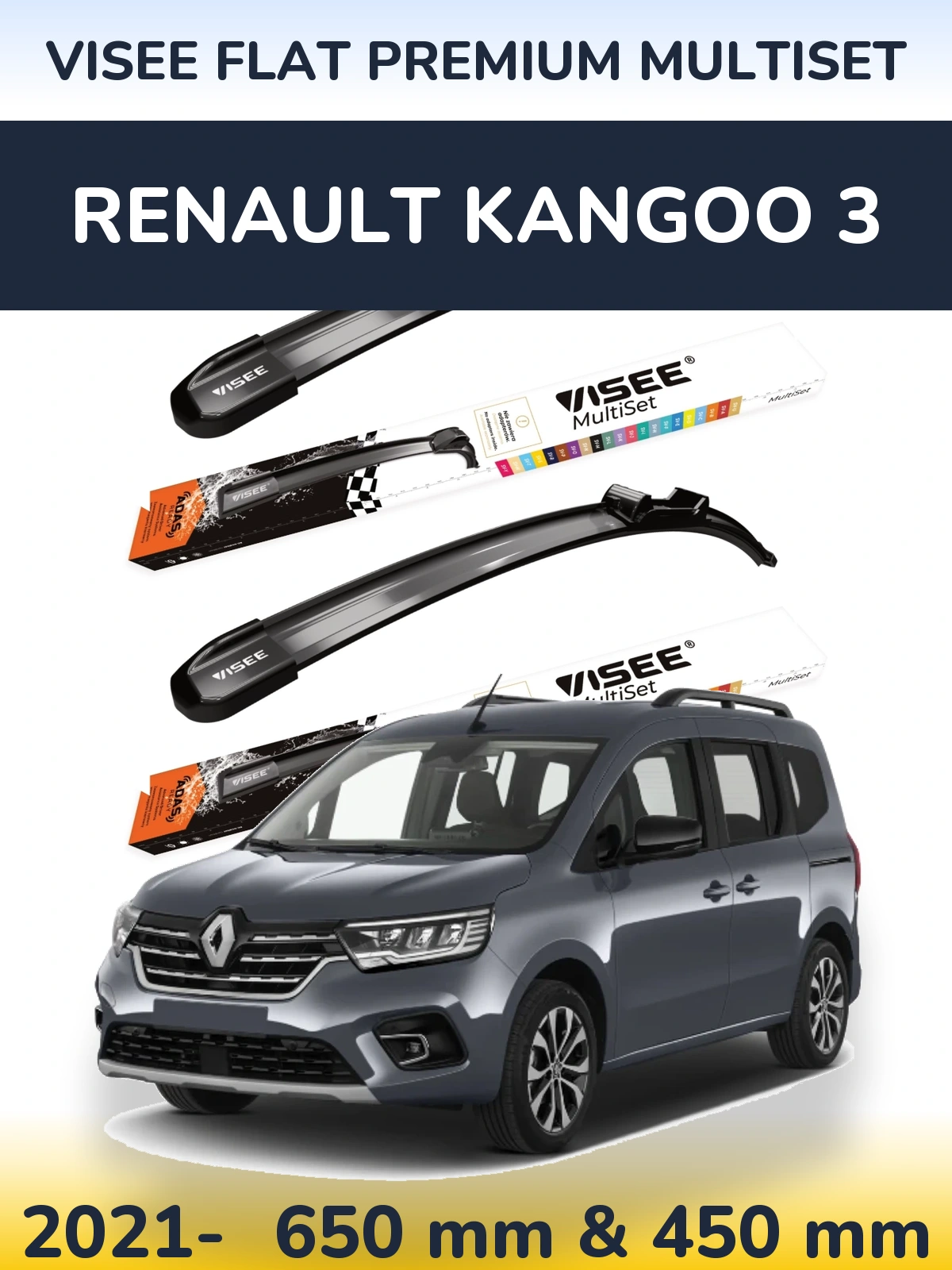 Ștergătoare VISEE FLAT PREMIUM MultiSet pentru Renault Kangoo 3