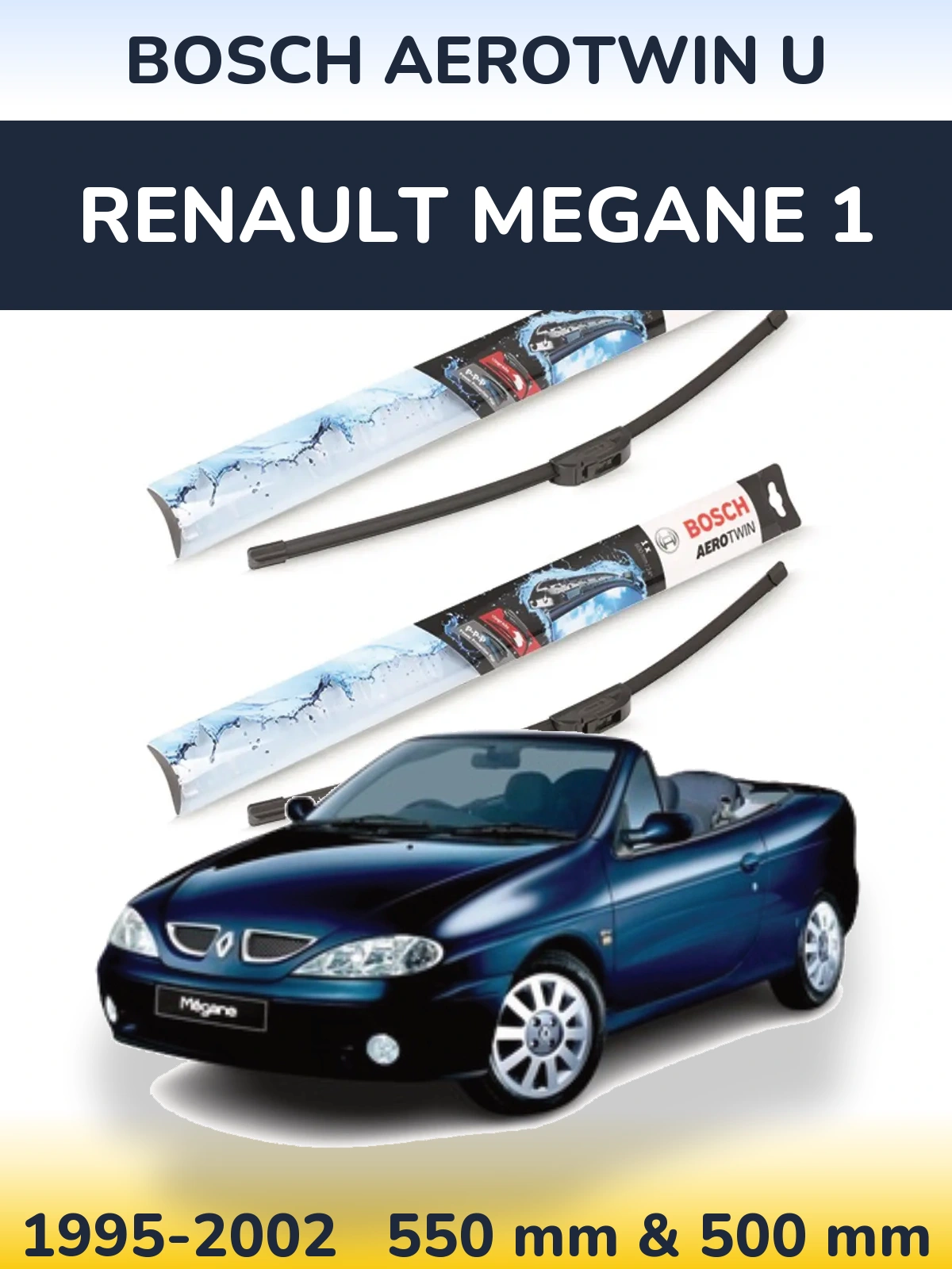 Комплект передних дворников BOSCH AeroTwin U 550 & 500 мм для Renault Megane 1 1995-2002