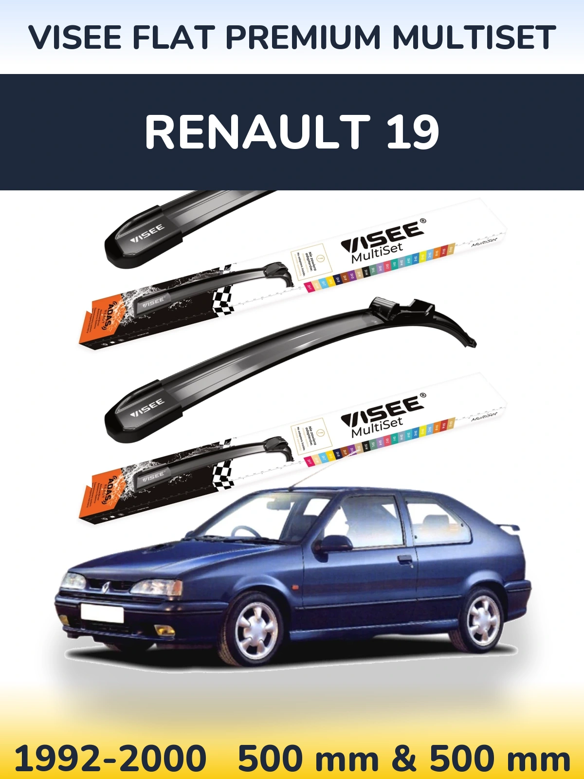 Ștergătoare VISEE FLAT PREMIUM MultiSet pentru Renault 19
