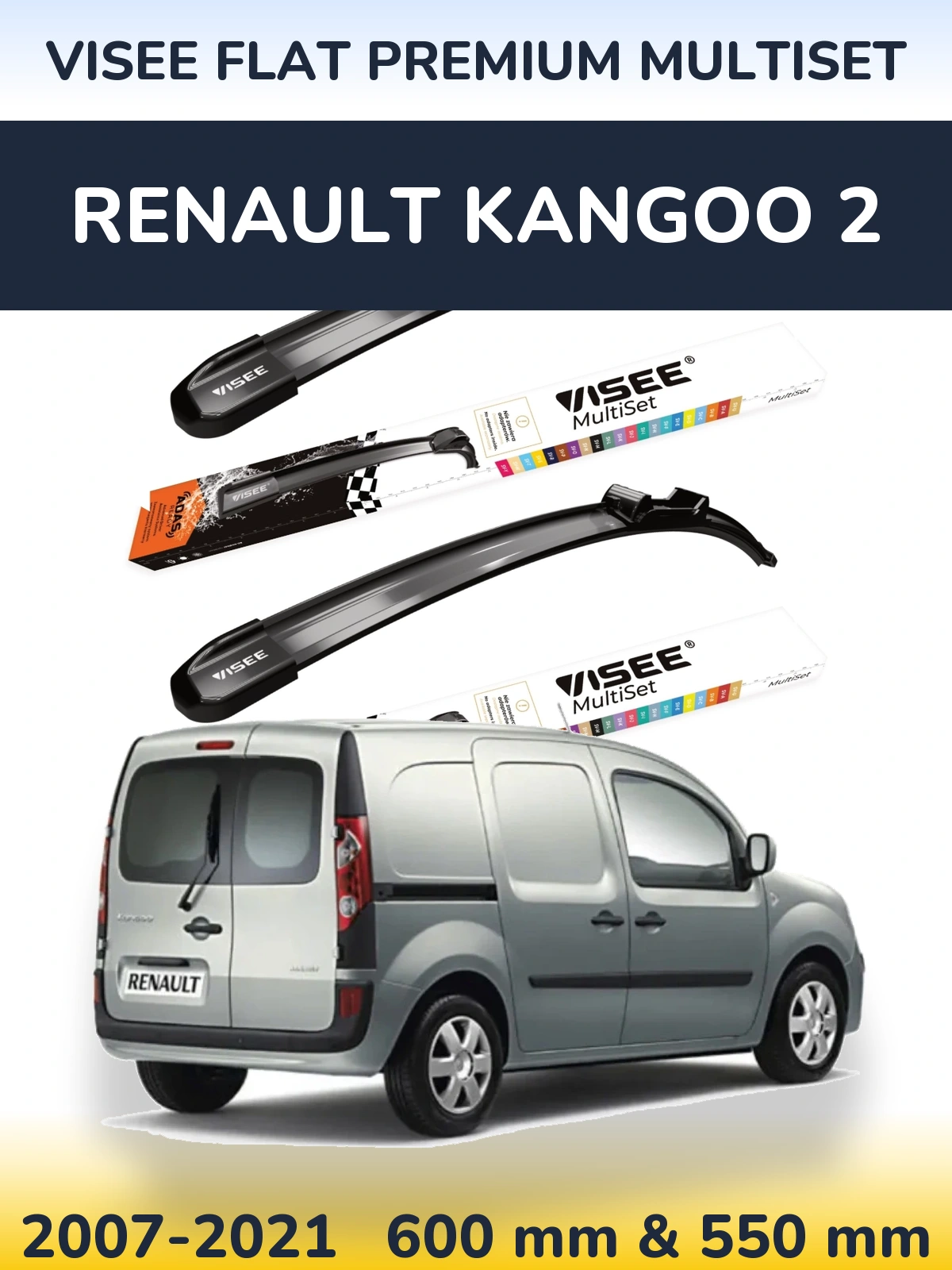 Ștergătoare VISEE FLAT PREMIUM MultiSet pentru Renault Kangoo 2