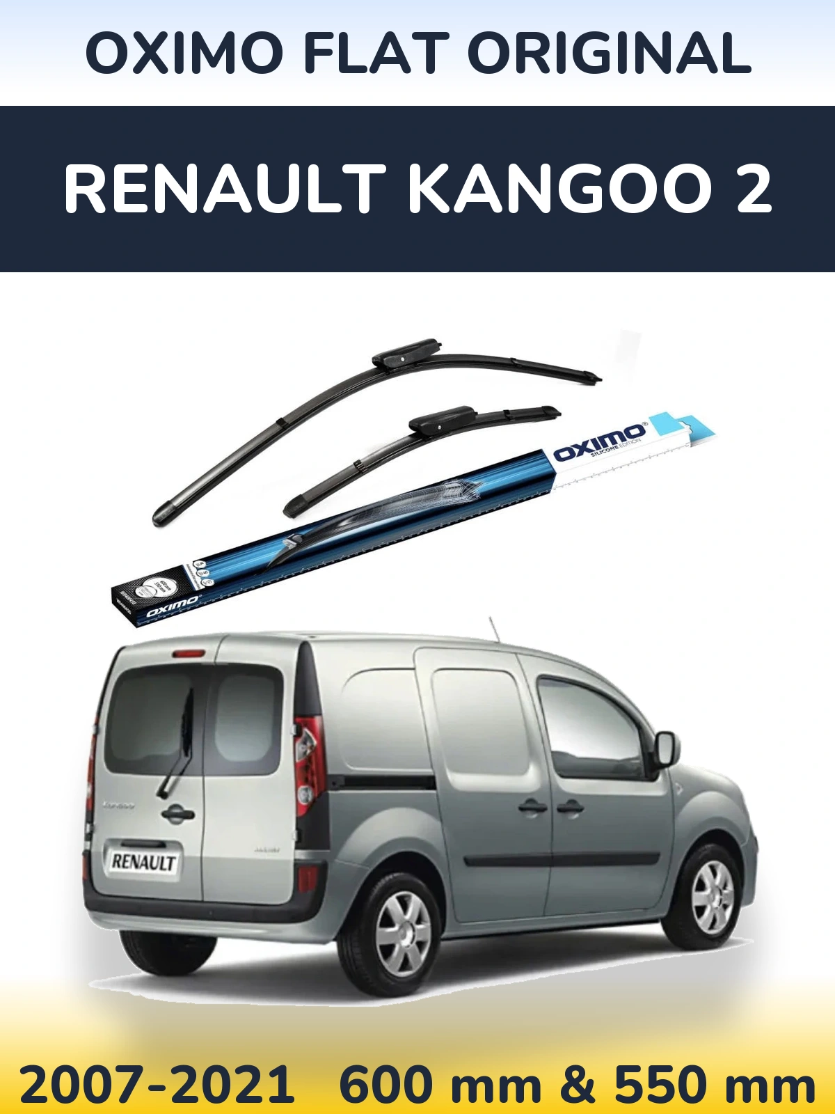Front wiper blade set Oximo Flat Original 600 & 550 mm for Renault Kangoo 2 2007-2021