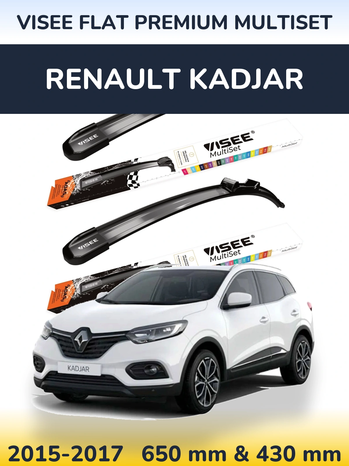 Ștergătoare VISEE FLAT PREMIUM MultiSet pentru Renault Kadjar