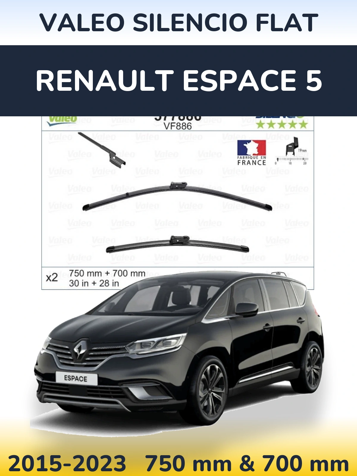 Ștergătoare Valeo Silencio Flat pentru Renault Espace 5
