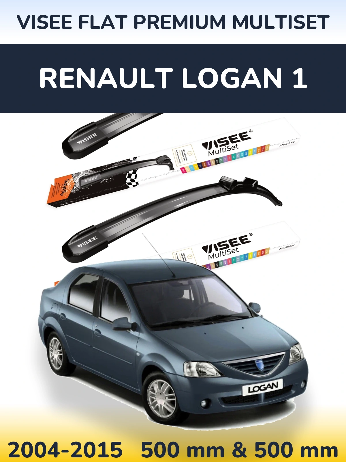 Ștergătoare VISEE FLAT PREMIUM MultiSet pentru Renault Logan 1