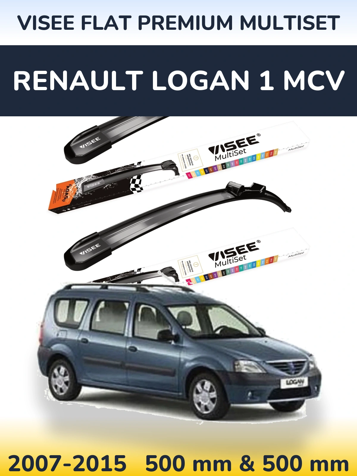 Ștergătoare VISEE FLAT PREMIUM MultiSet pentru Renault Logan 1 MCV