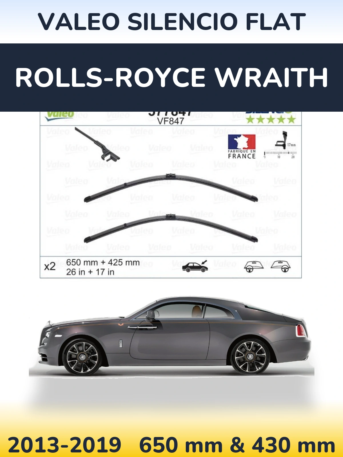 Ștergătoare Valeo Silencio Flat pentru Rolls-Royce Wraith
