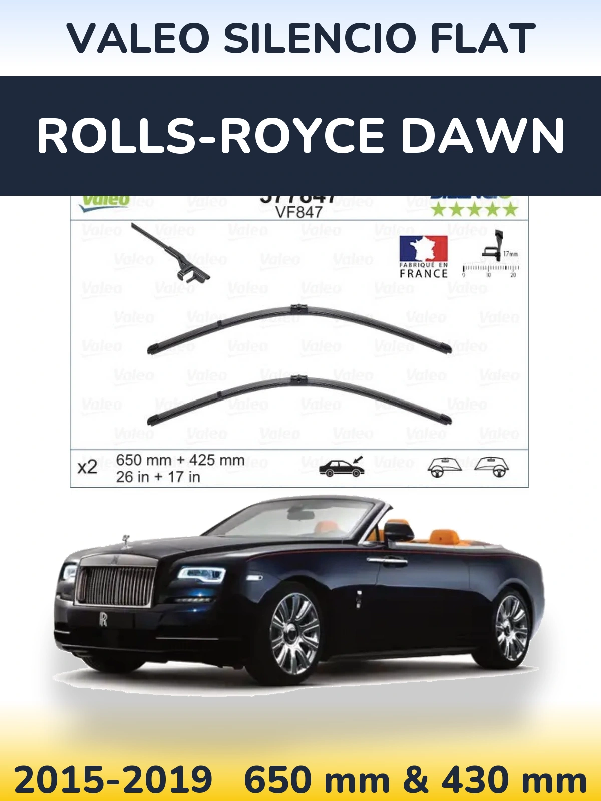 Ștergătoare Valeo Silencio Flat pentru Rolls-Royce Dawn