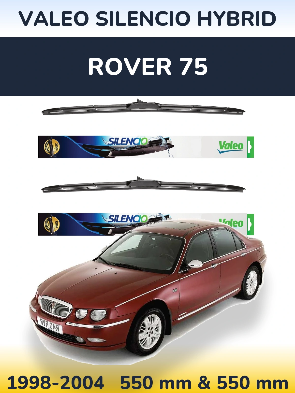 Комплект передних дворников Valeo Silencio Hybrid 550 & 550 мм для Rover 75 1998-2004