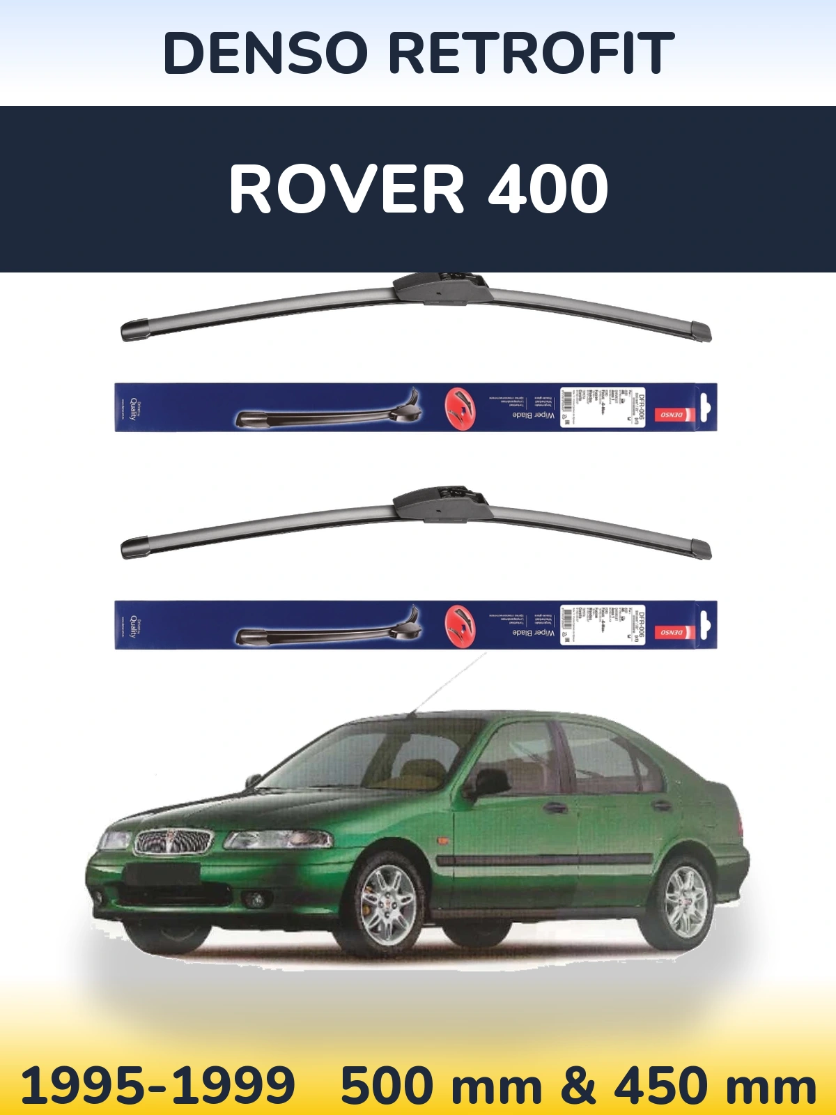 Комплект передних дворников Denso Retrofit 500 & 450 мм для Rover 400 1995-1999