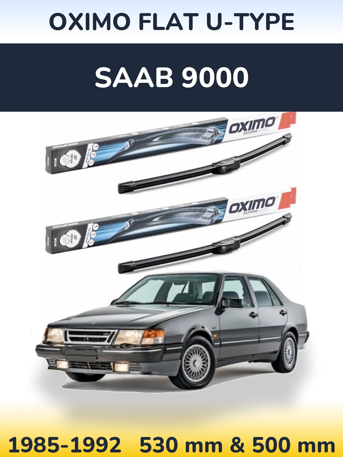 Комплект передних дворников Oximo Flat U-type 530 & 500 мм для SAAB 9000 1985-1992