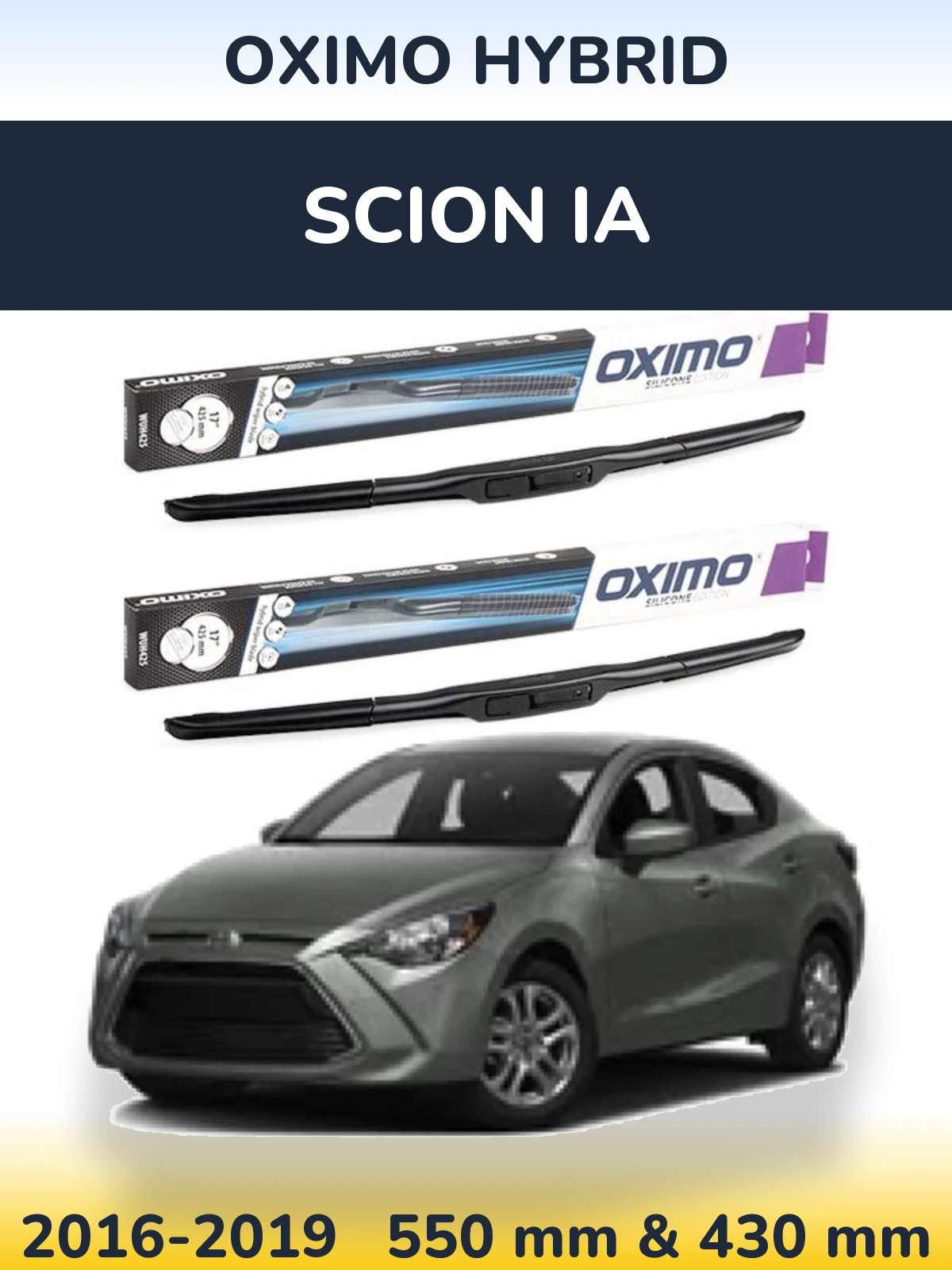 Комплект передних дворников Oximo Hybrid 550 & 430 мм для Scion iA 2016-2019