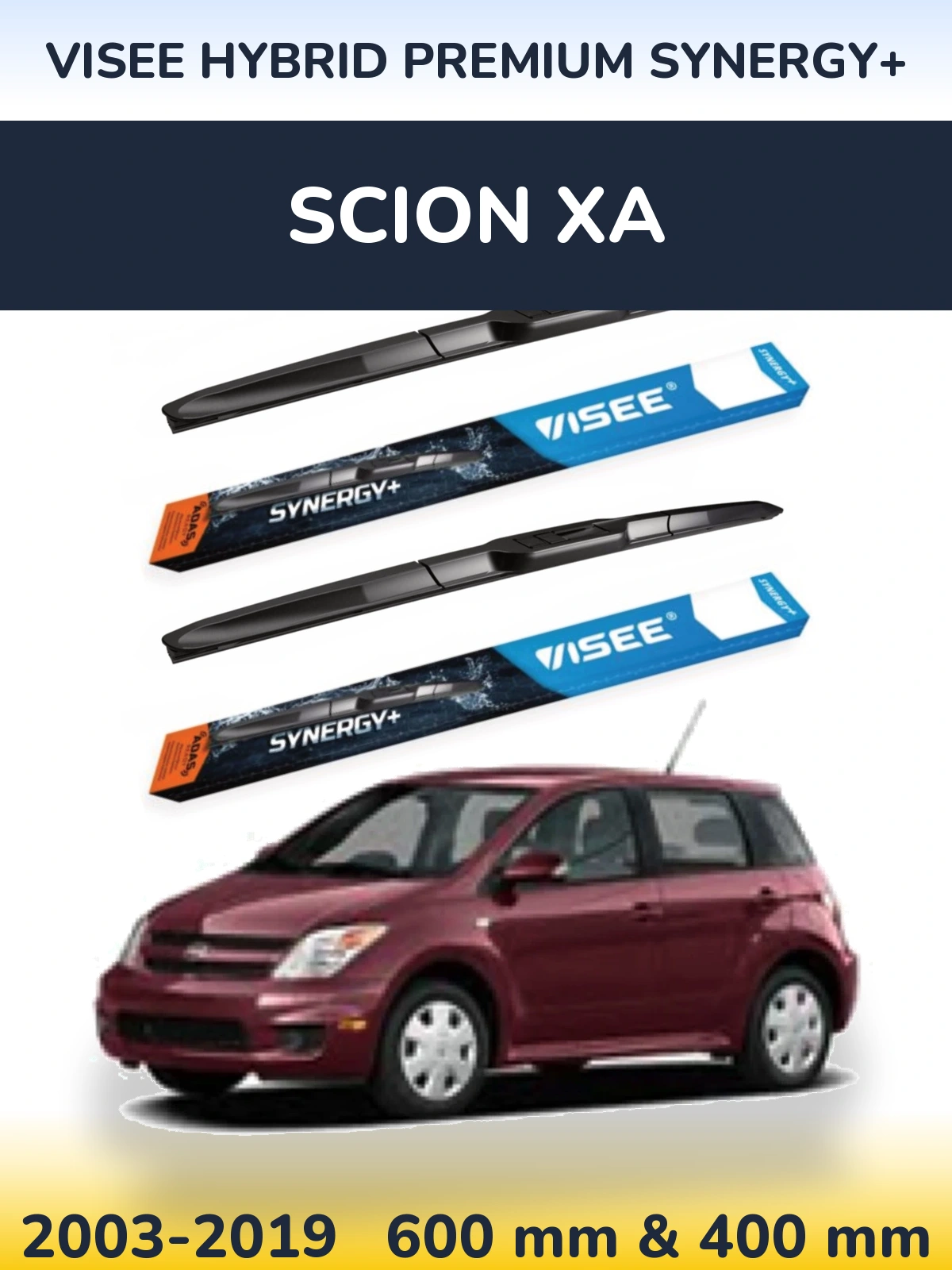 Комплект передних дворников VISEE HYBRID PREMIUM SYNERGY+ 600 & 400 мм для Scion xA 2003-2019