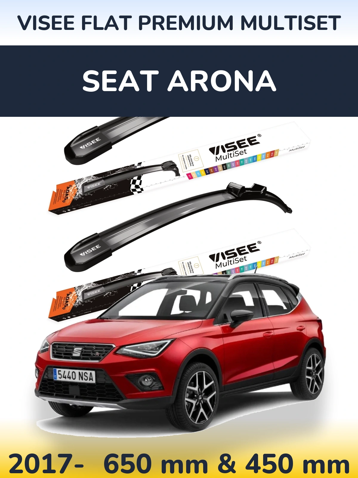 Ștergătoare VISEE FLAT PREMIUM MultiSet pentru SEAT Arona