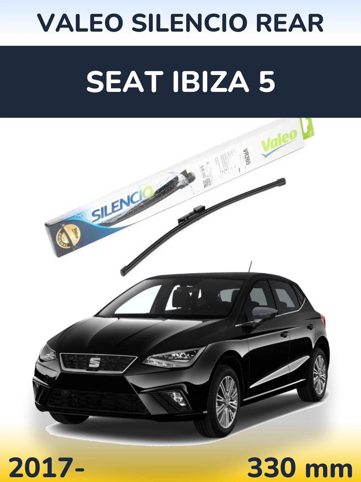 Rear wiper blade Valeo Silencio Rear 335 mm for SEAT Ibiza 5 2017-2026