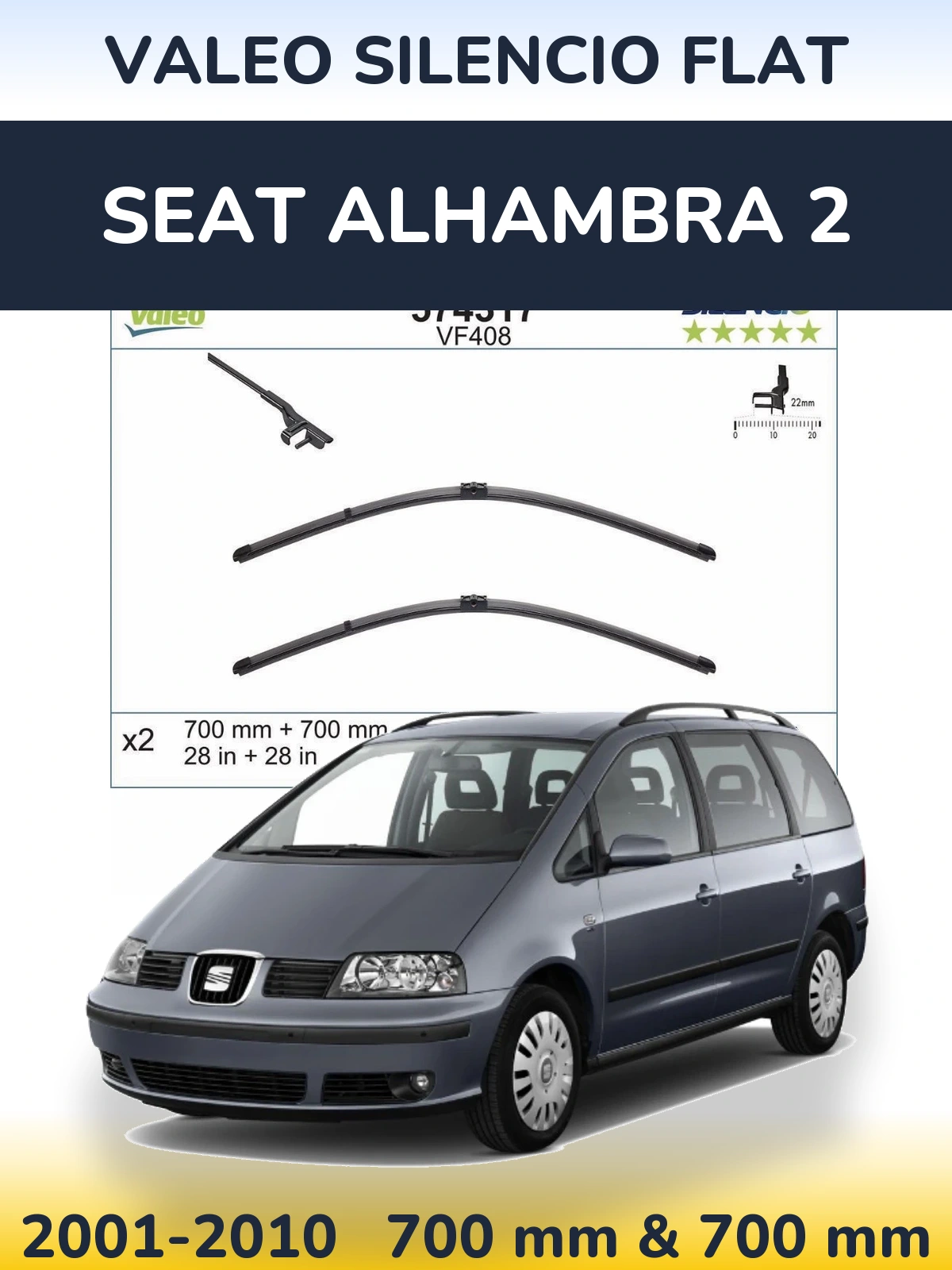 Ștergătoare Valeo Silencio Flat pentru SEAT Alhambra 2