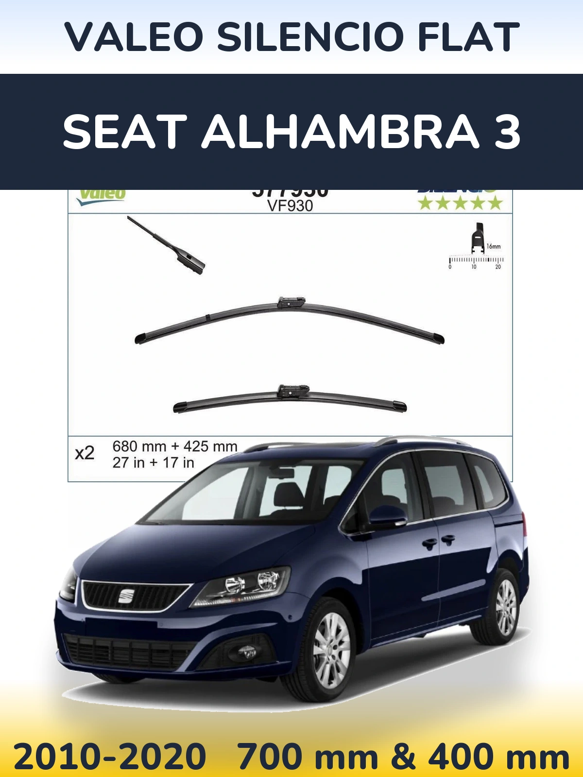Ștergătoare Valeo Silencio Flat pentru SEAT Alhambra 3