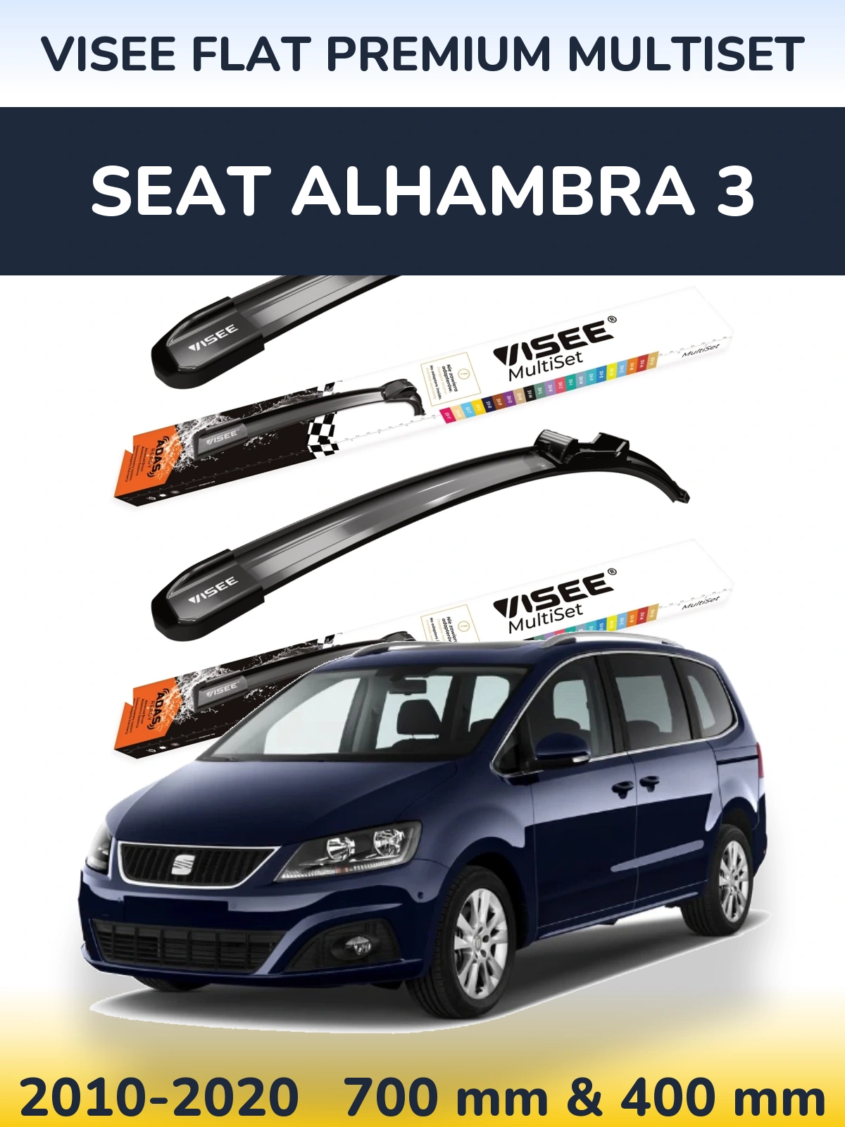 Ștergătoare VISEE FLAT PREMIUM MultiSet pentru SEAT Alhambra 3