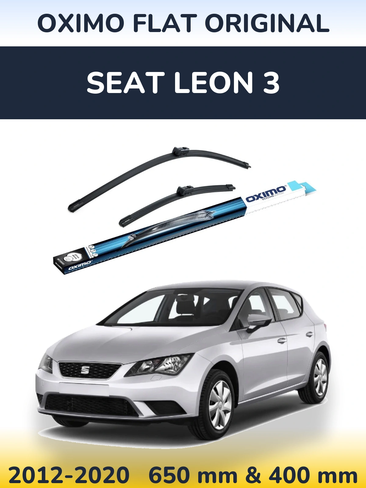 Front wiper blade set Oximo Flat Original 650 & 400 mm for SEAT Leon 3 2012-2020