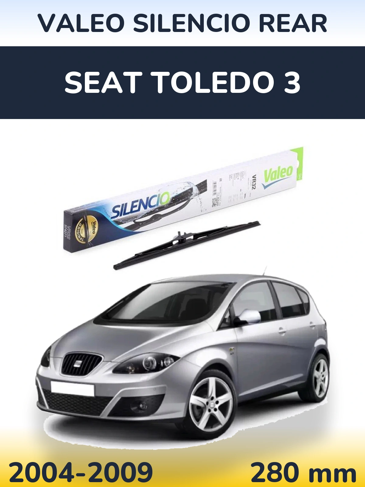 Задний дворник Valeo Silencio Rear 280 мм для SEAT Toledo 3 2004-2009