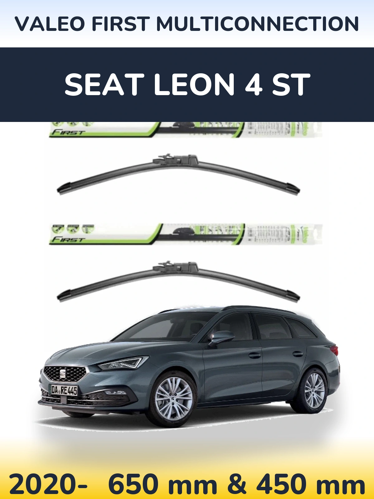 Комплект передніх щіток Valeo First MultiConnection 650 & 450 мм для SEAT Leon 4 ST 2020-2026