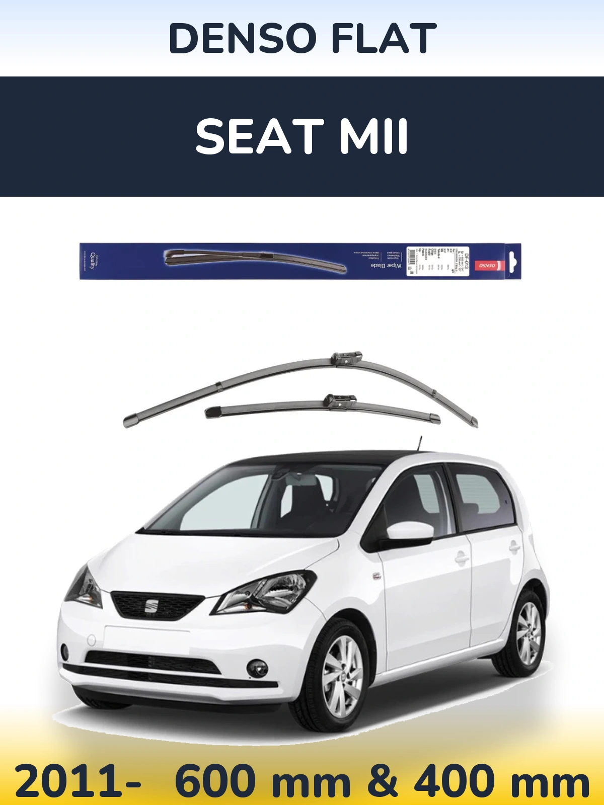 Комплект передніх щіток Denso Flat 600 & 380 мм для SEAT Mii 2011-2026