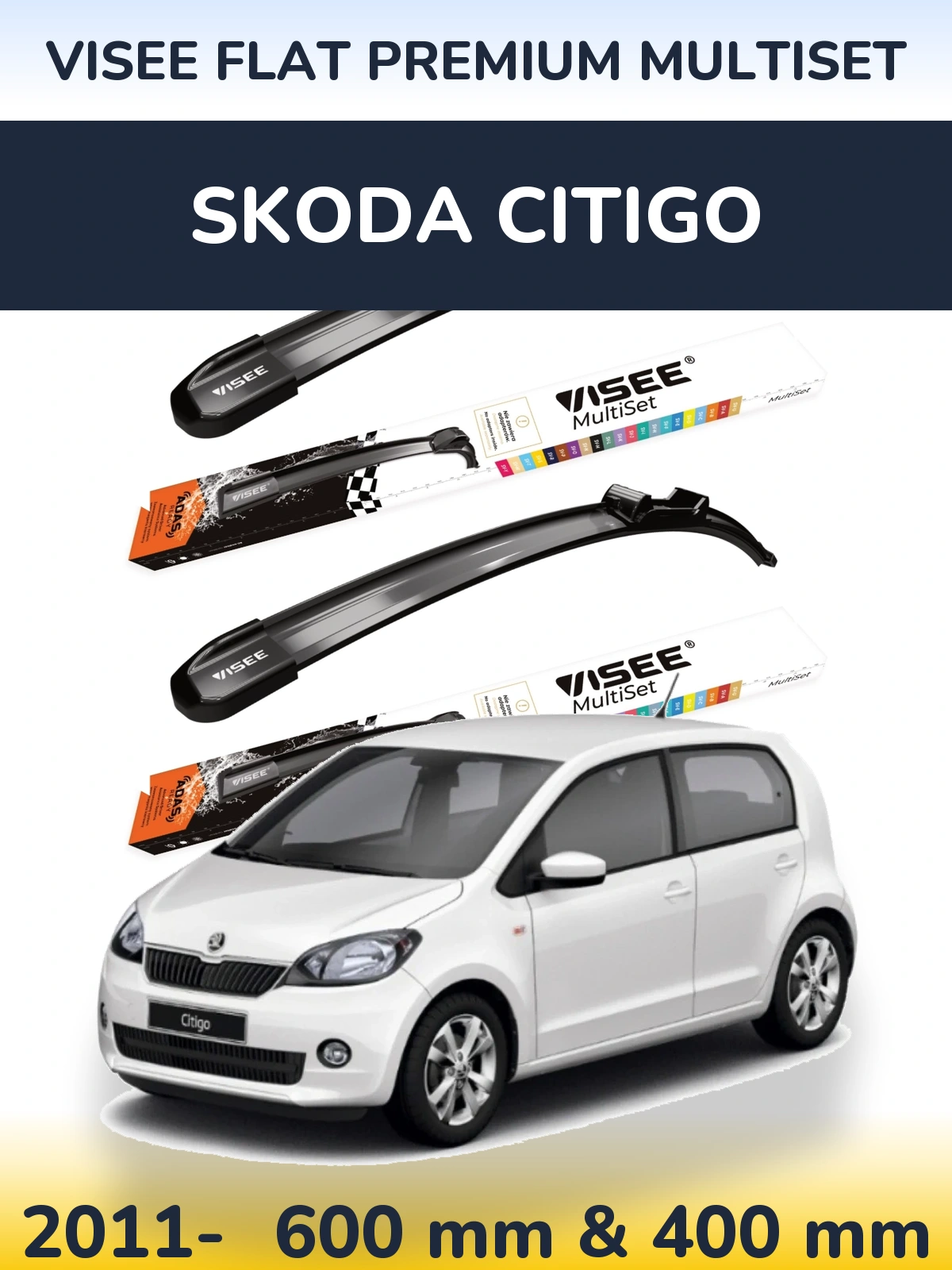 Ștergătoare VISEE FLAT PREMIUM MultiSet pentru Skoda Citigo