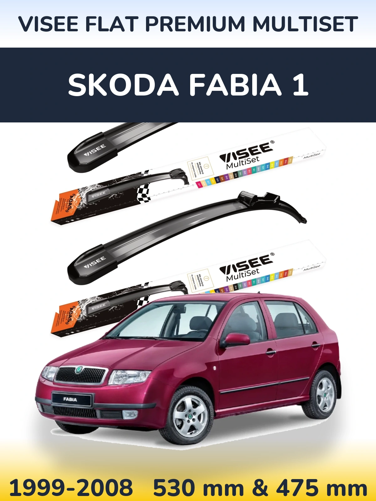 Ștergătoare VISEE FLAT PREMIUM MultiSet pentru Skoda Fabia 1