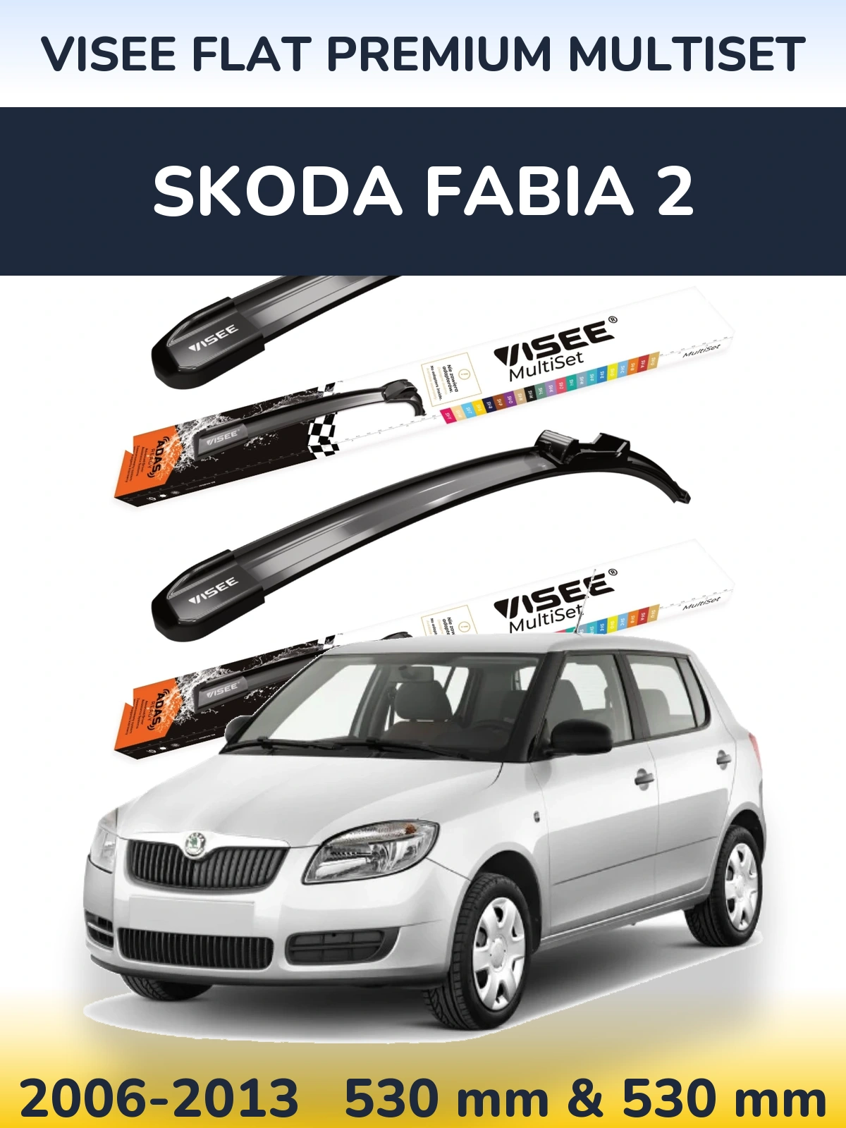 Ștergătoare VISEE FLAT PREMIUM MultiSet pentru Skoda Fabia 2