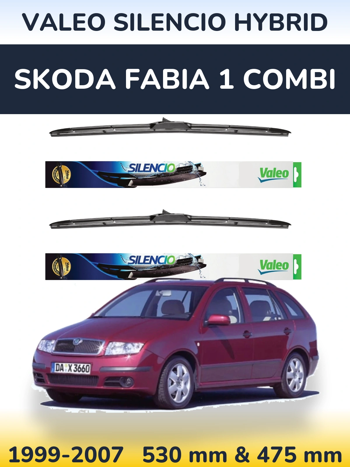 Ștergătoare Valeo Silencio Hybrid pentru Skoda Fabia 1 Combi