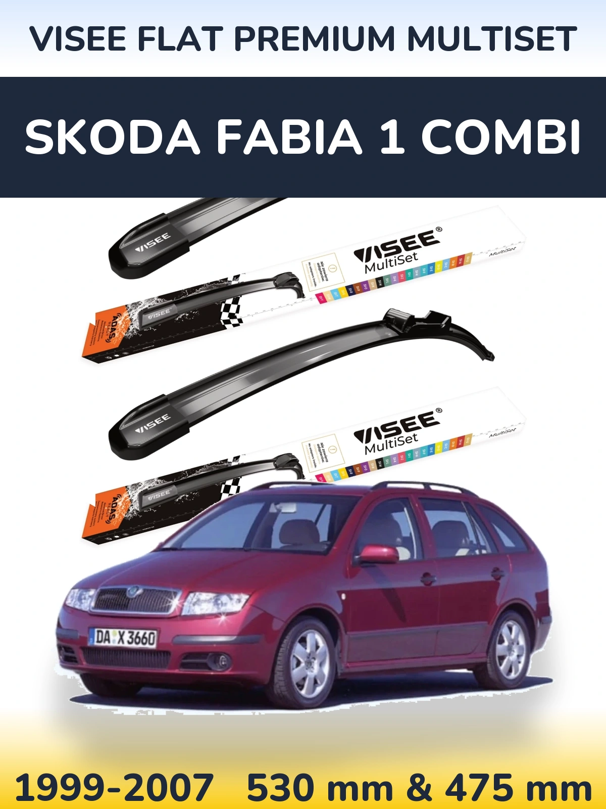 Ștergătoare VISEE FLAT PREMIUM MultiSet pentru Skoda Fabia 1 Combi