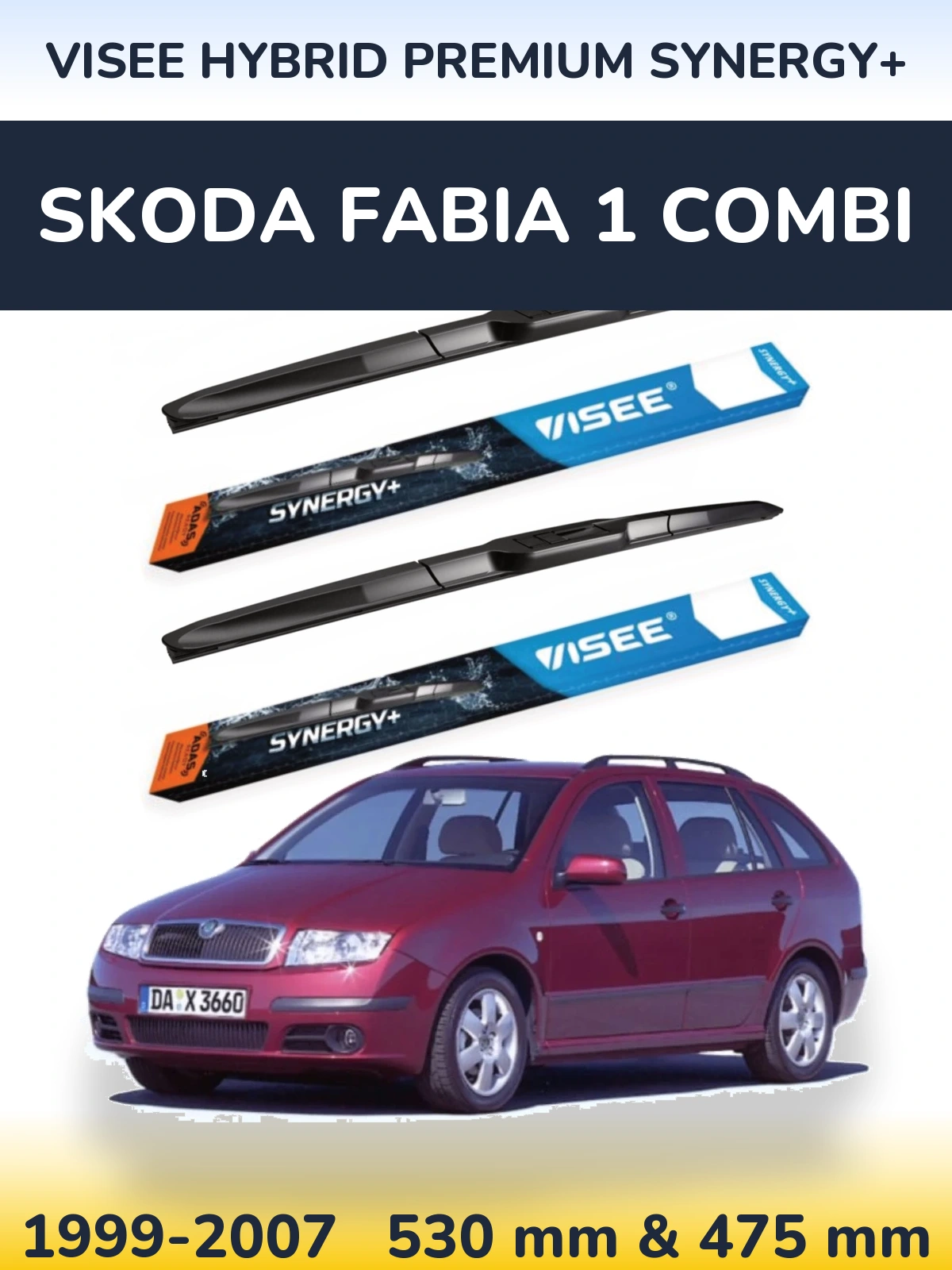 Ștergătoare VISEE HYBRID PREMIUM SYNERGY+ pentru Skoda Fabia 1 Combi