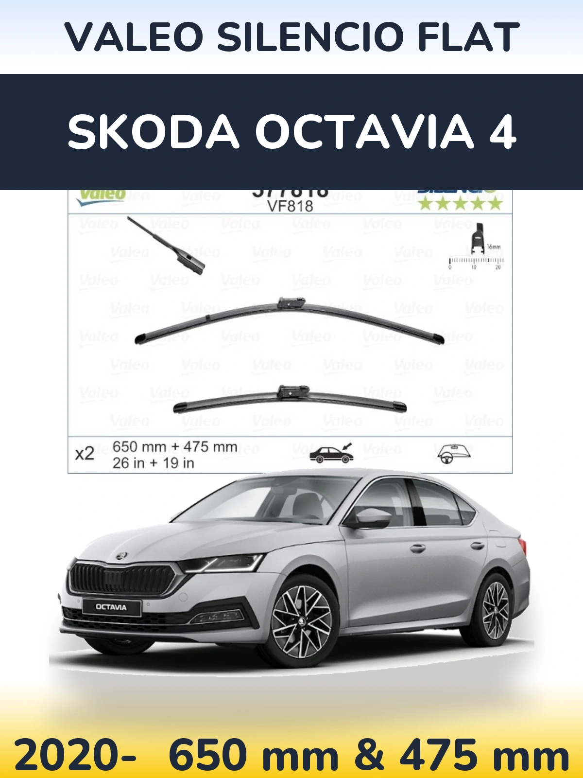 Ștergătoare Valeo Silencio Flat pentru Skoda Octavia 4
