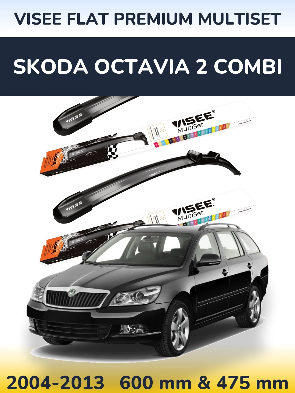 Ștergătoare VISEE FLAT PREMIUM MultiSet pentru Skoda Octavia 2 Combi