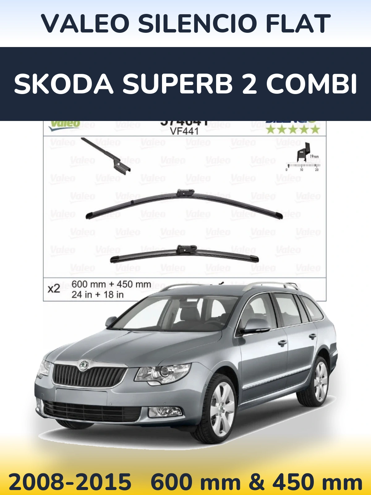Ștergătoare Valeo Silencio Flat pentru Skoda Superb 2 Combi