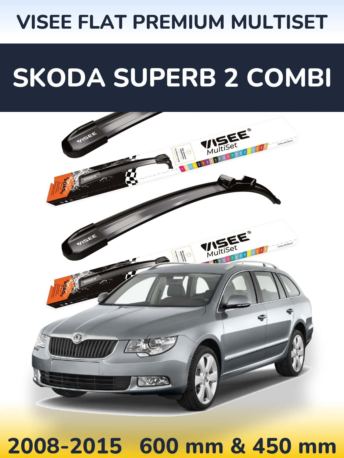 Ștergătoare VISEE FLAT PREMIUM MultiSet pentru Skoda Superb 2 Combi