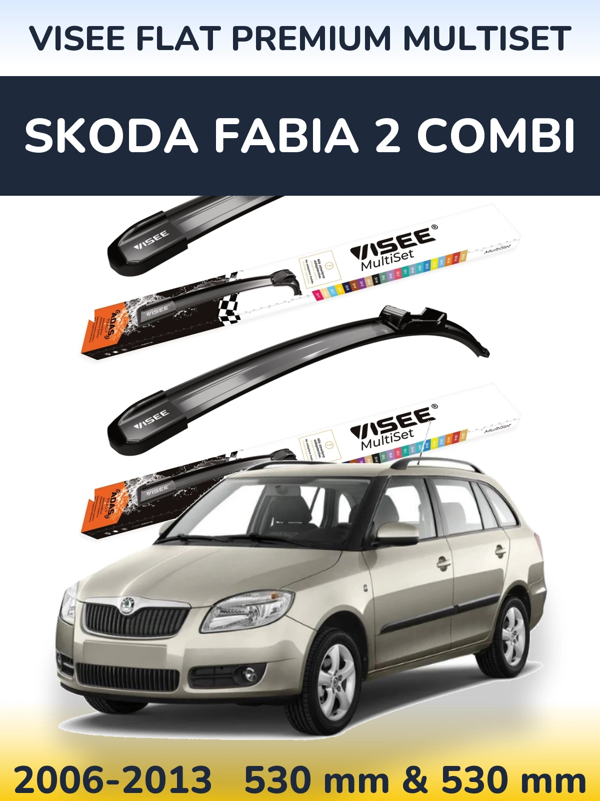 Ștergătoare VISEE FLAT PREMIUM MultiSet pentru Skoda Fabia 2 Combi