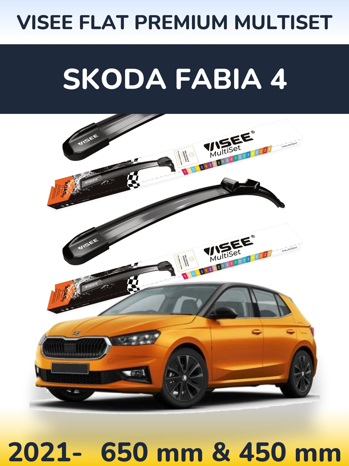 Ștergătoare VISEE FLAT PREMIUM MultiSet pentru Skoda Fabia 4