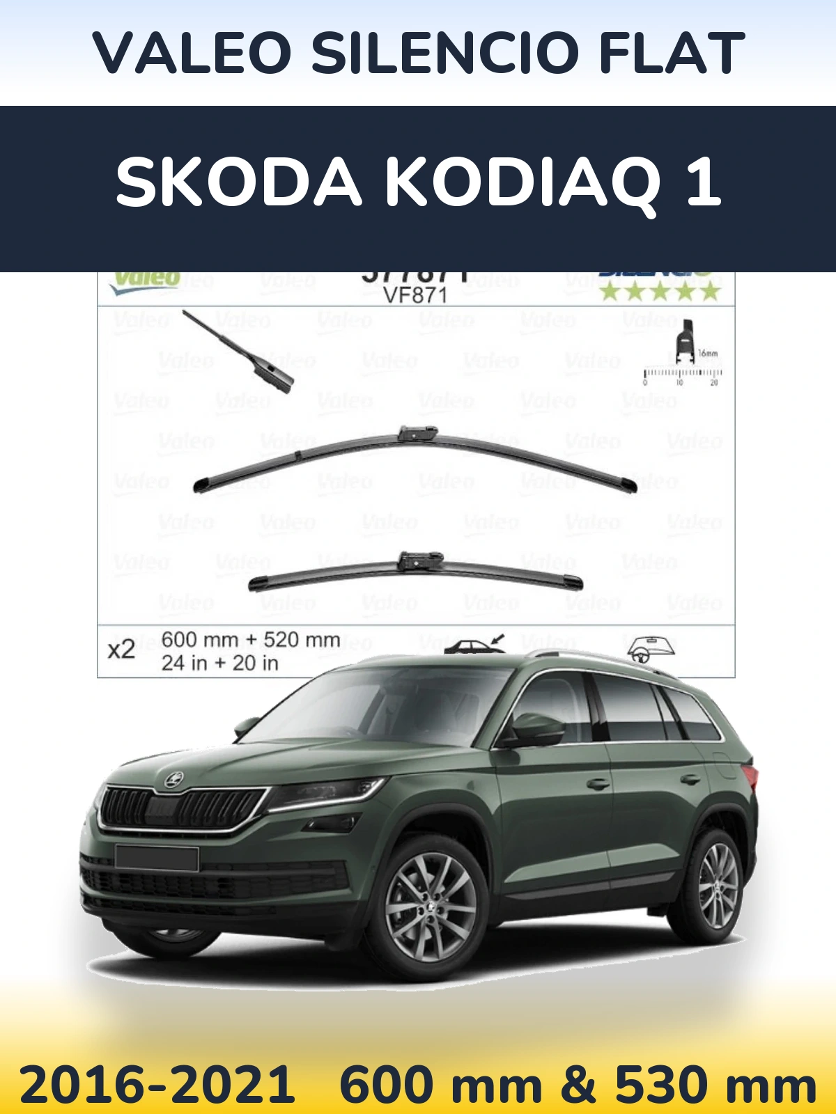 Ștergătoare Valeo Silencio Flat pentru Skoda Kodiaq 1