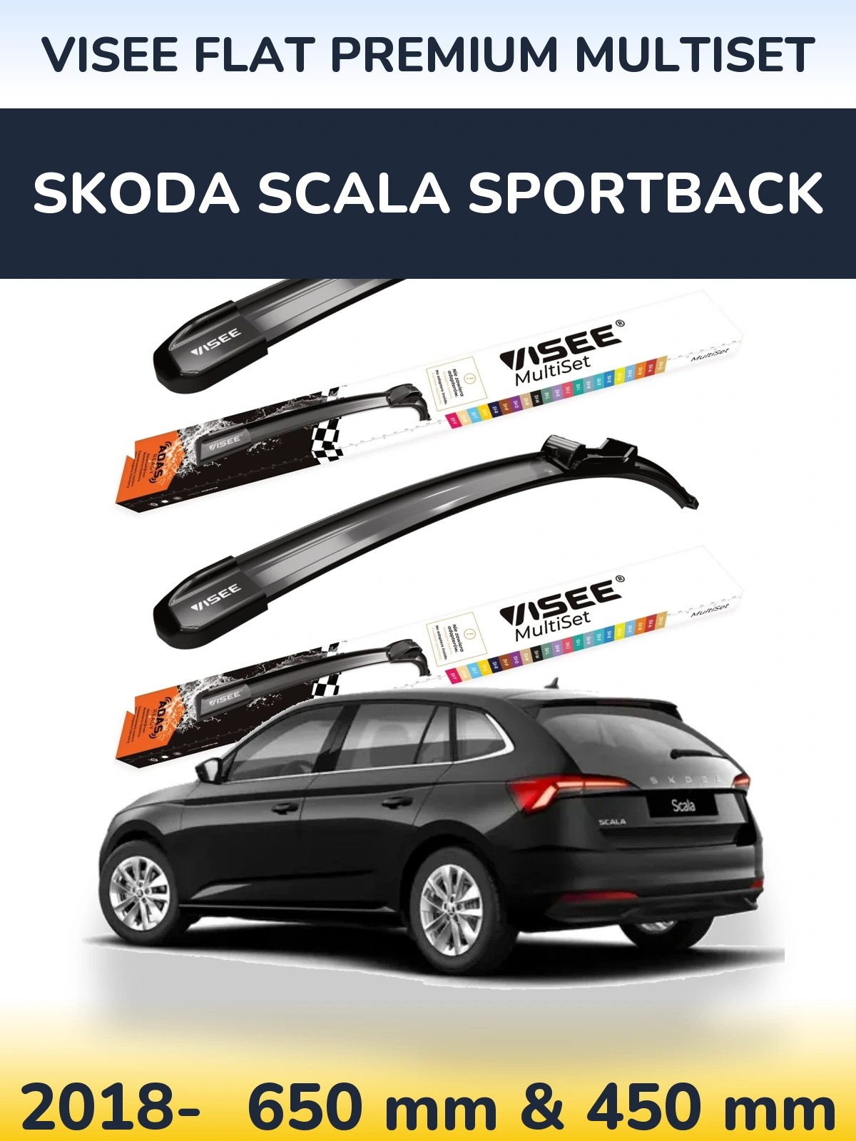 Ștergătoare VISEE FLAT PREMIUM MultiSet pentru Skoda Scala Sportback