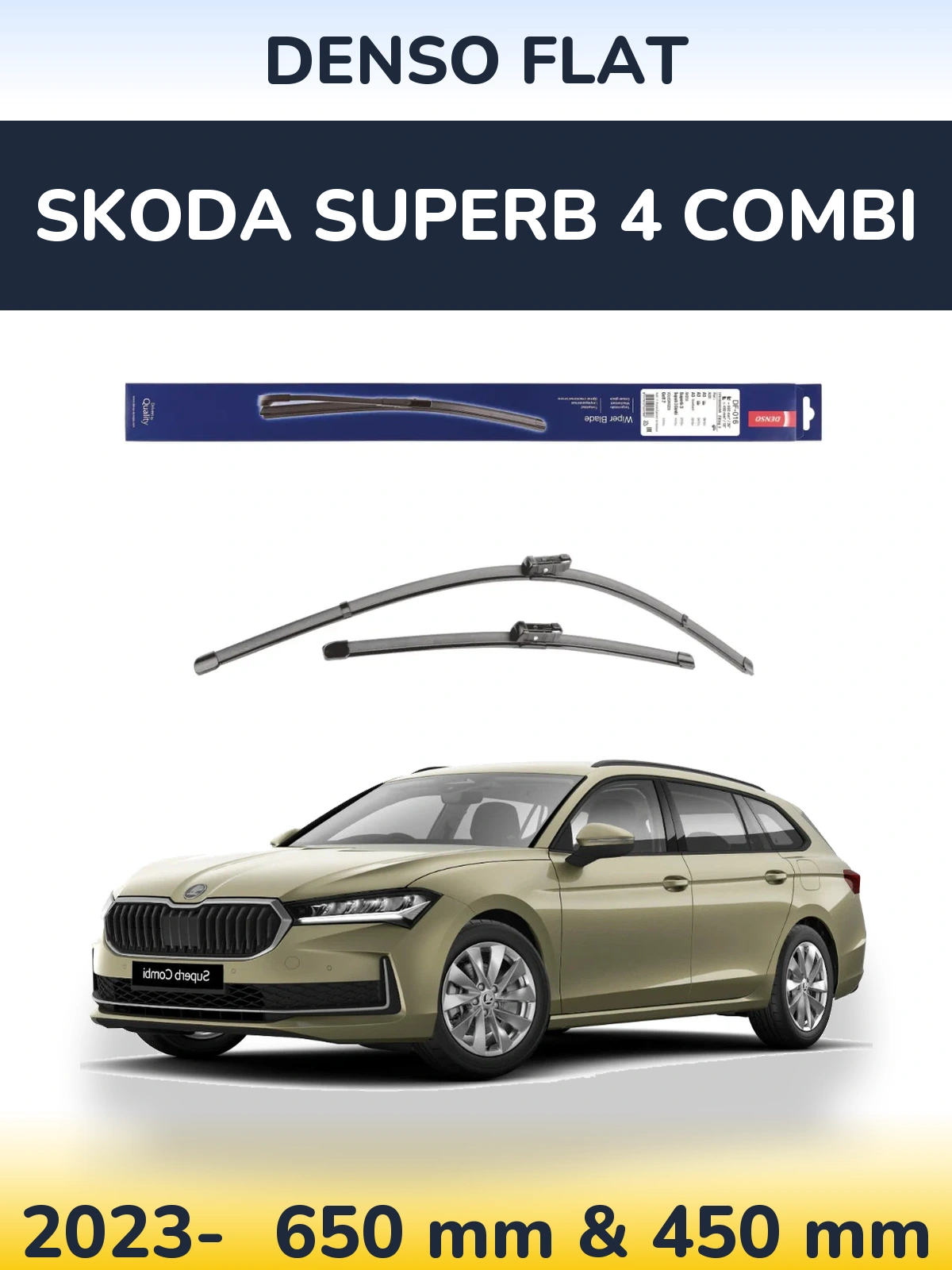 Комплект передніх щіток Denso Flat 650 & 450 мм для Skoda Superb 4 Combi 2023-2026