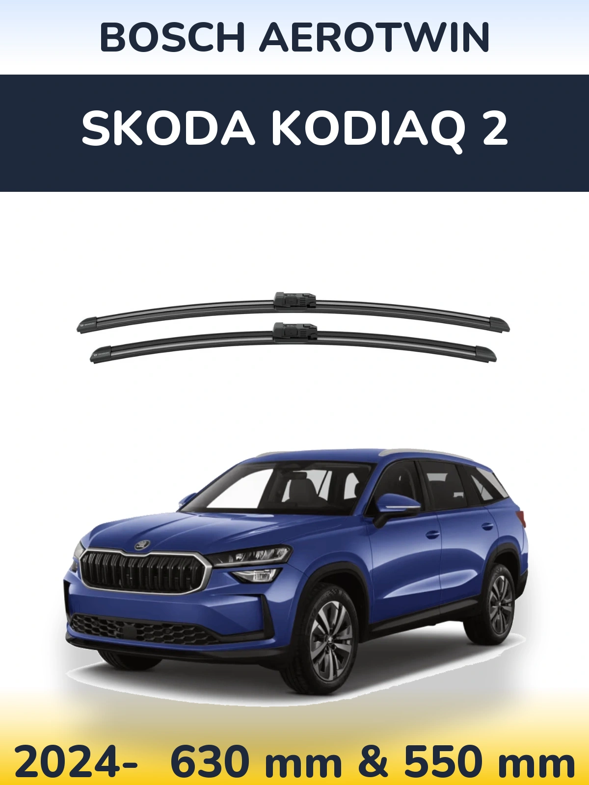 Комплект передних дворников BOSCH AeroTwin 625 & 550 мм для Skoda Kodiaq 2 2024-2026