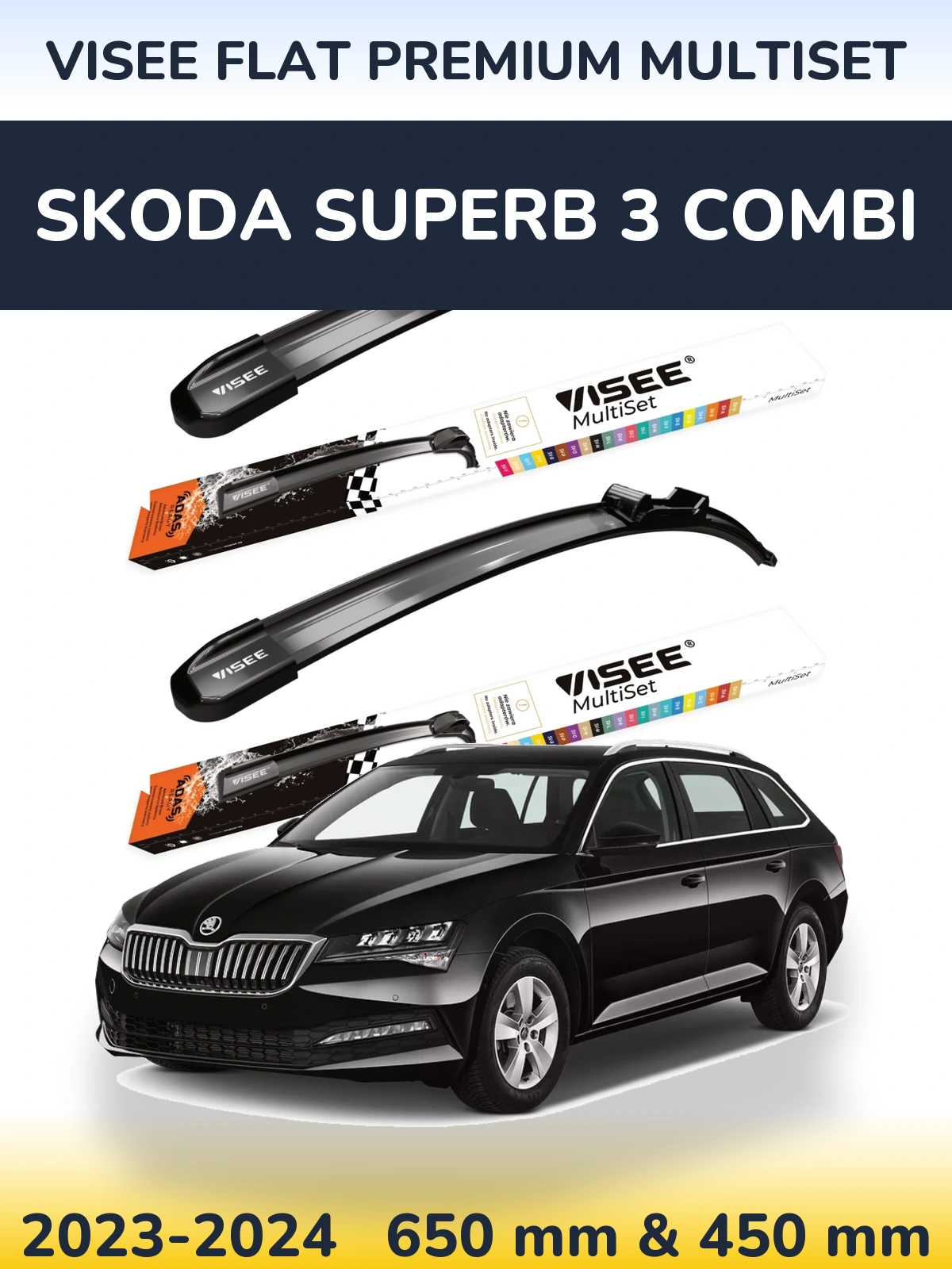 Ștergătoare VISEE FLAT PREMIUM MultiSet pentru Skoda Superb 3 Combi
