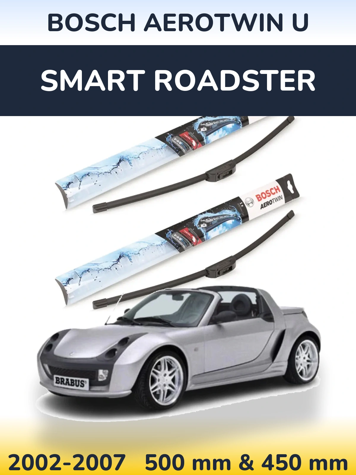 Ștergătoare BOSCH AeroTwin U pentru Smart Roadster