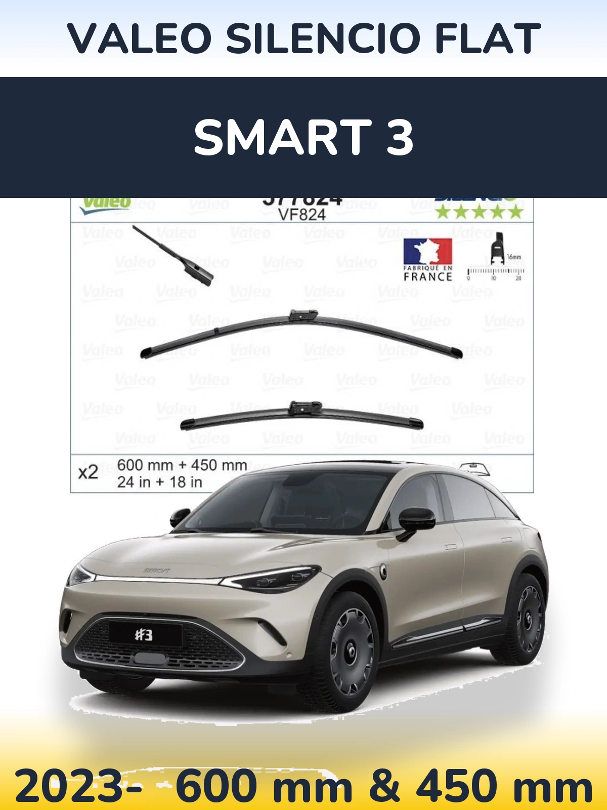 Ștergătoare Valeo Silencio Flat pentru Smart 3