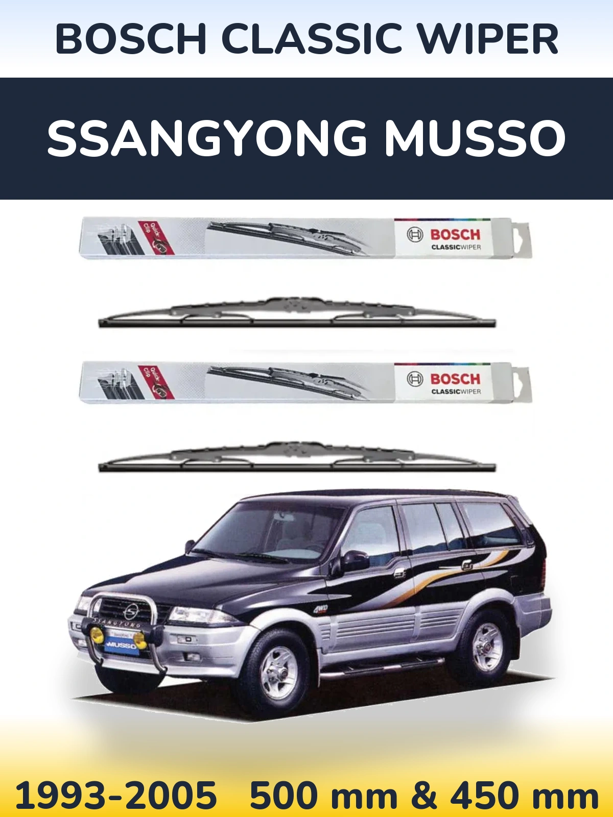 Ștergătoare BOSCH Classic Wiper pentru SsangYong Musso