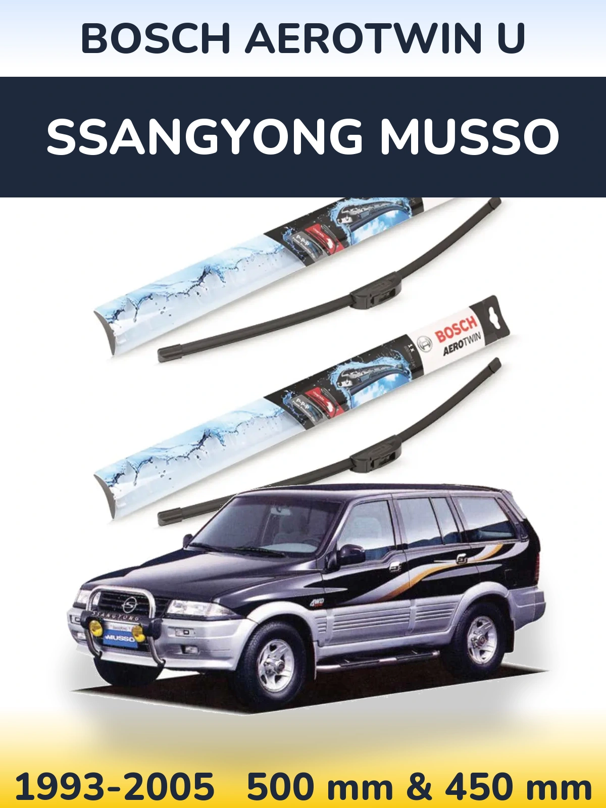 Ștergătoare BOSCH AeroTwin U pentru SsangYong Musso