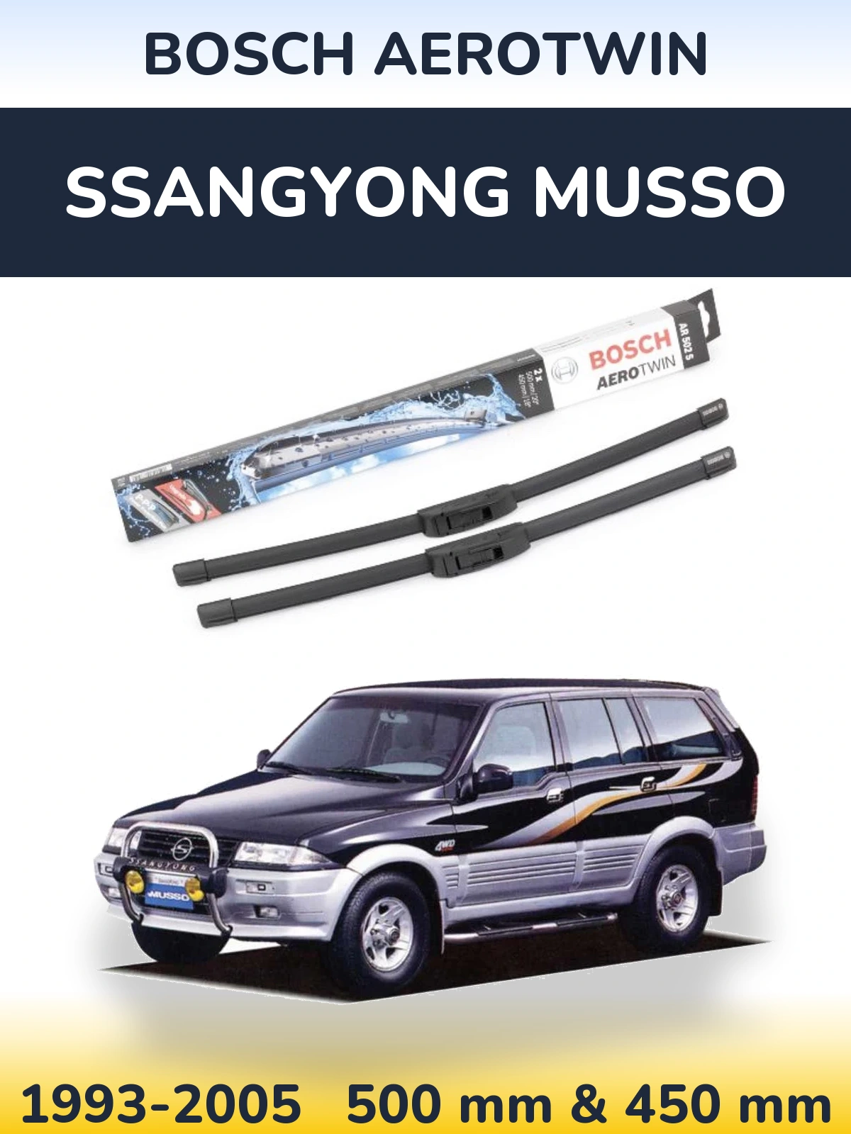 Ștergătoare BOSCH AeroTwin pentru SsangYong Musso