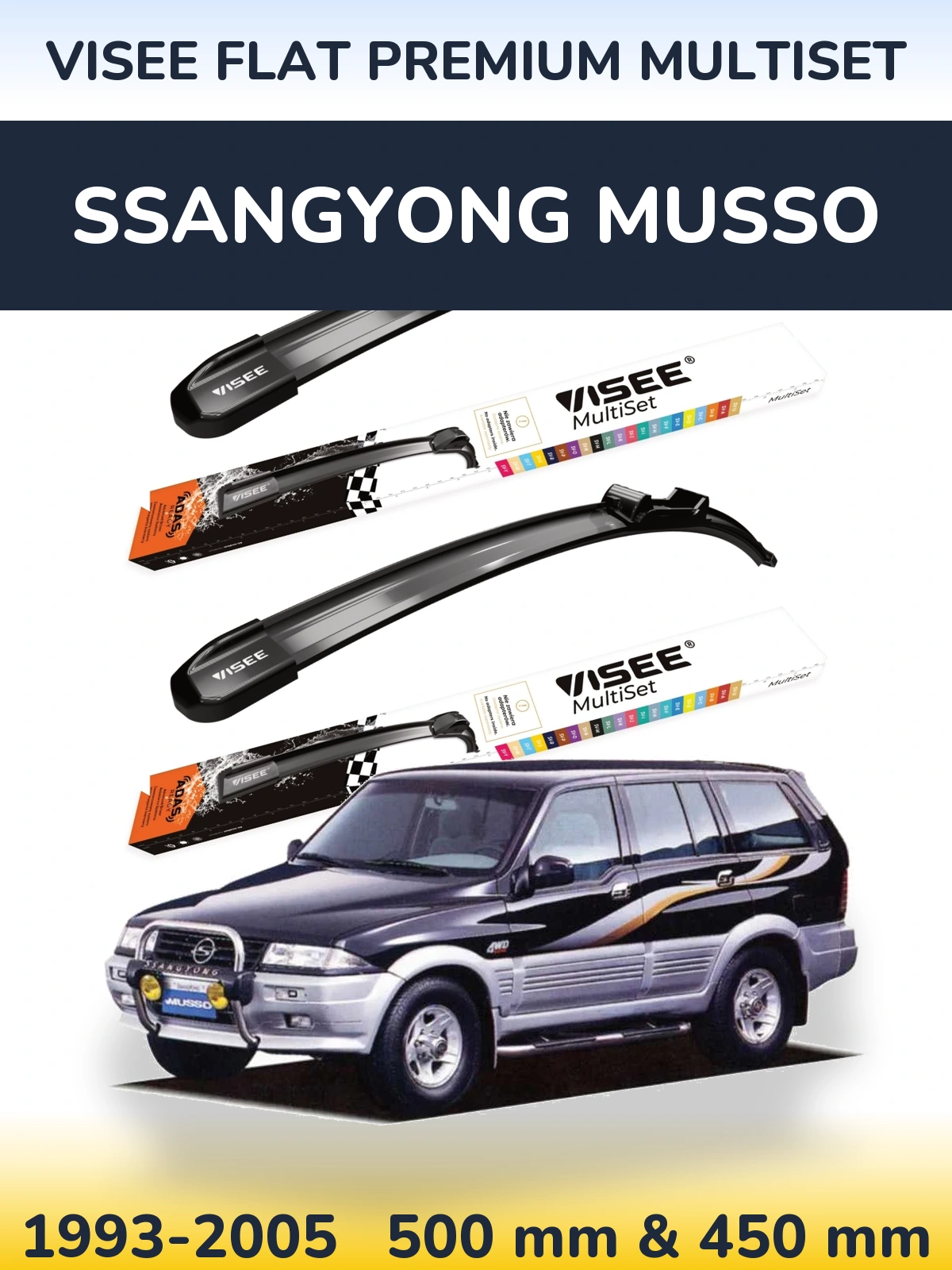 Ștergătoare VISEE FLAT PREMIUM MultiSet pentru SsangYong Musso
