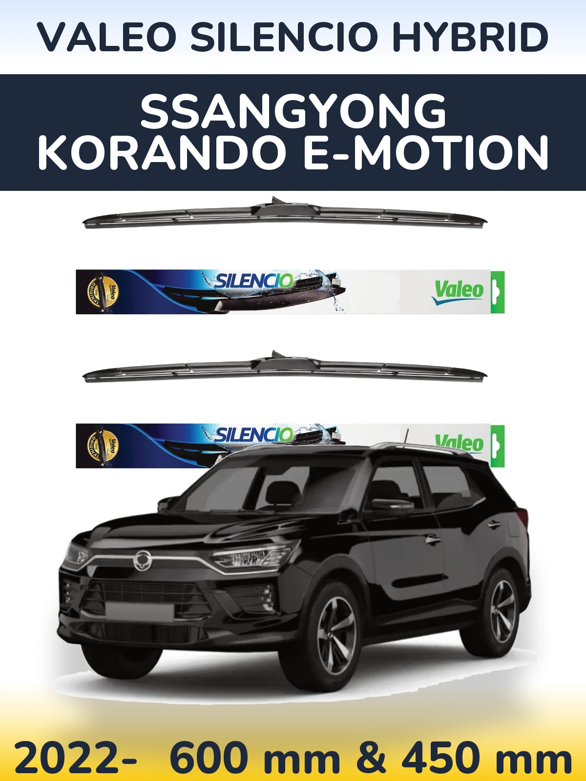 Ștergătoare Valeo Silencio Hybrid pentru SsangYong Korando E-Motion