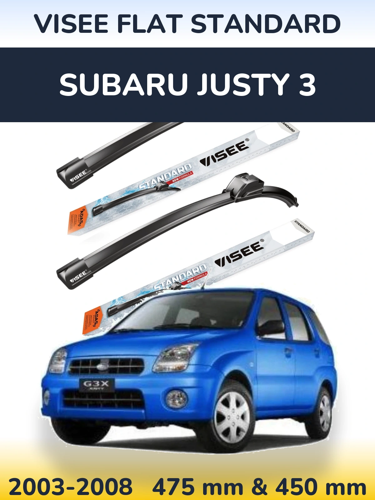 Ștergătoare VISEE FLAT STANDARD pentru Subaru Justy 3